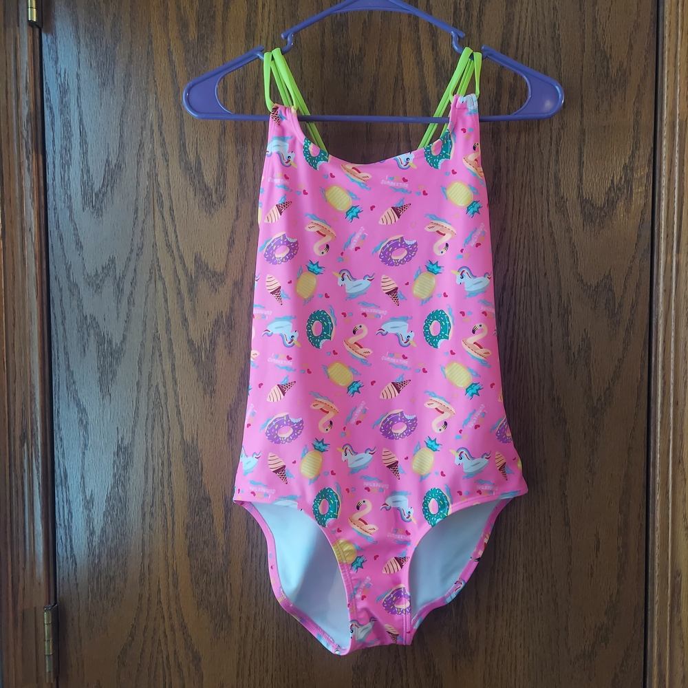 SO Kids Swimwear Swumsuit - Pink with Fun Prints Size 16 Fun Design Bright Peppy